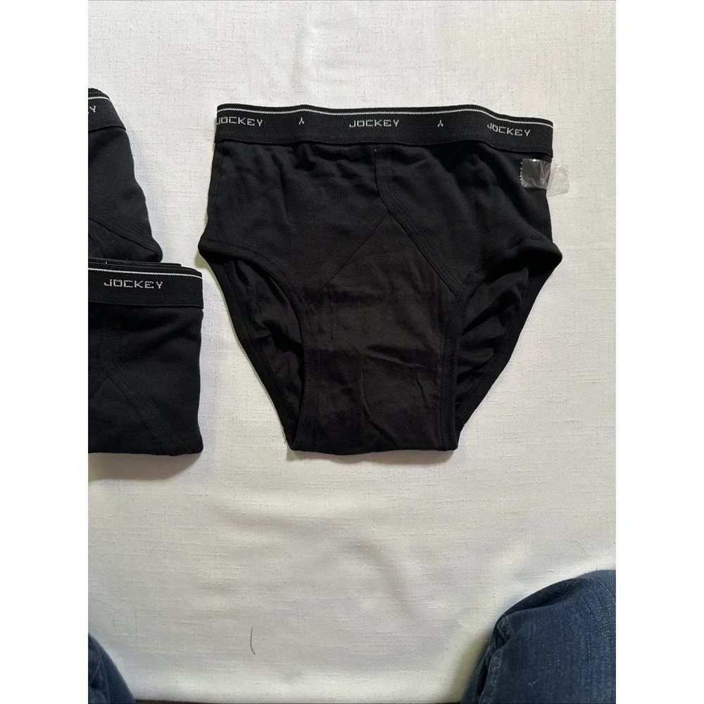 Men's 3 Pairs Jockey Classic Collection Low-Rise Briefs Black NIP 100% Cotton 34